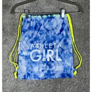 Athleta Girl Tie Dye Drawcord Sport Bag Cinch Sack Sac Blue‎ Neon Yellow
